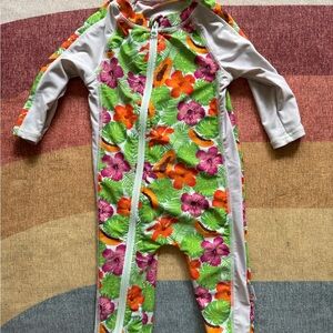 SwimZip 6-12 month Long-Sleeve UPF 50+ Hibiscus Swimsuit